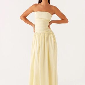 SOLD ‼️Peppermayo Strapless Carmel Maxi Dress - Yellow